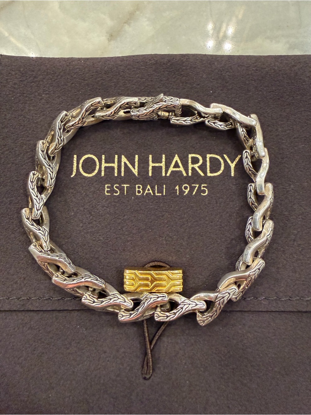 John Hardy Two-Tone Chain Link Bracelet with Gold Accent